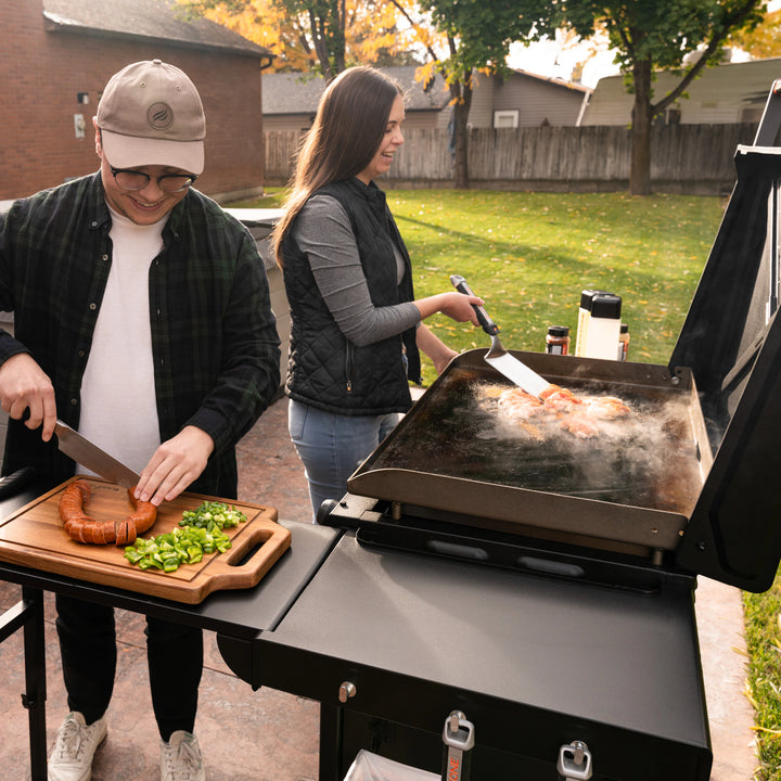 36In Culinary Cabinet Omnivore Griddle with Folding Prep Table 4 -Burner Liquid Propane Flat Top Grill