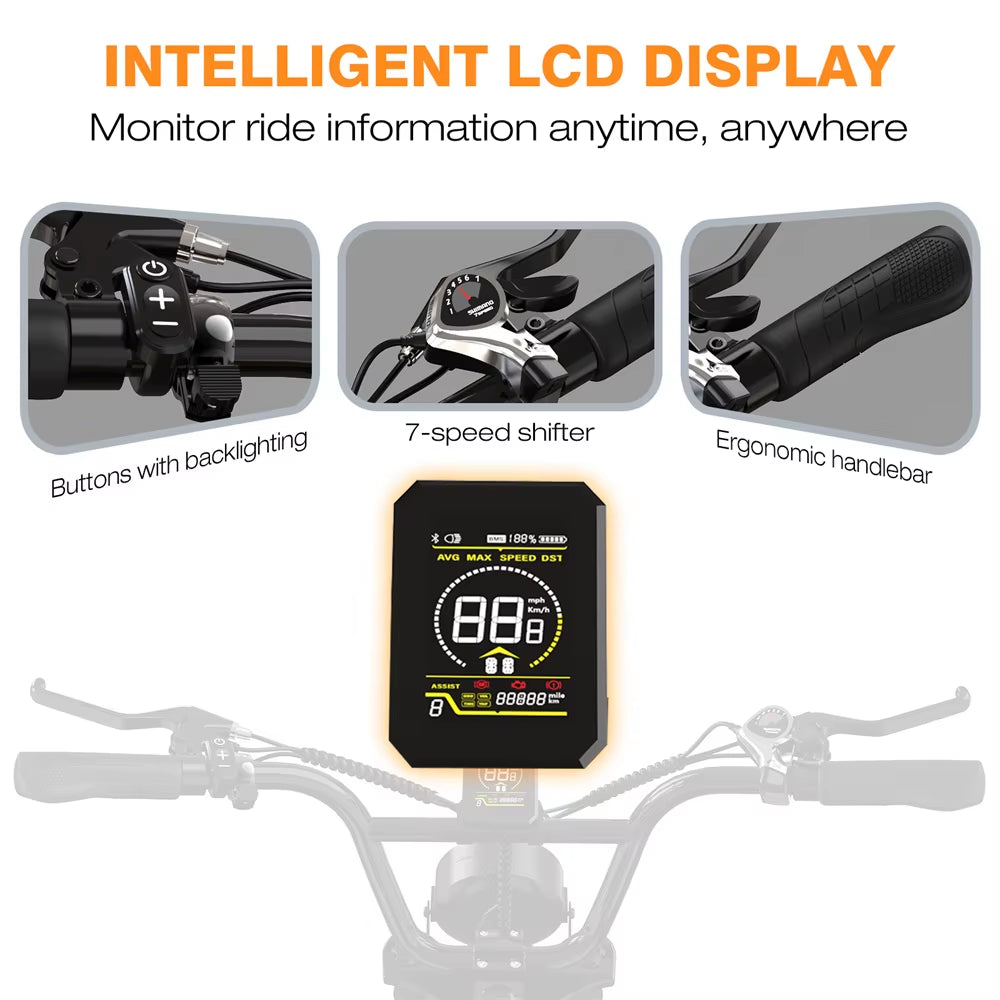 48V 26Ah Dual Battery, Mountain Fat Tire E-Bike
