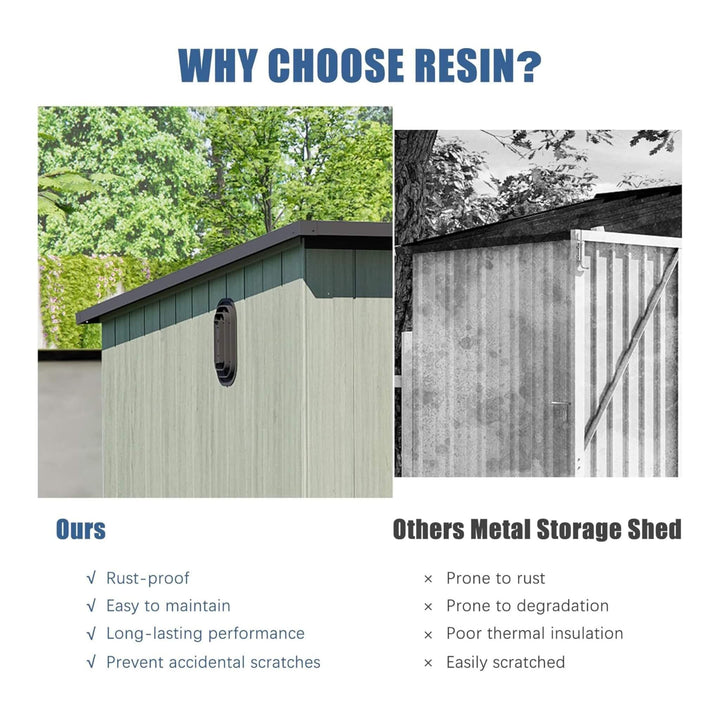 [06X08FT] Alora Outdoor Resin Storage Shed With Lockable Double Doors
