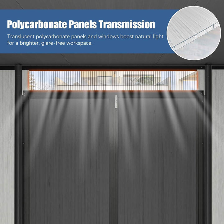 [06X08FT] Alora Outdoor Resin Storage Shed With Lockable Double Doors