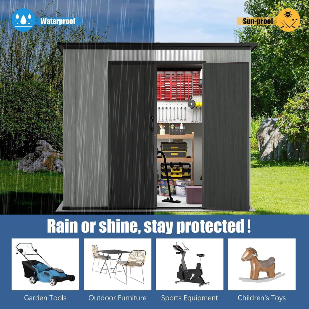 [06X08FT] Alora Outdoor Resin Storage Shed With Lockable Double Doors