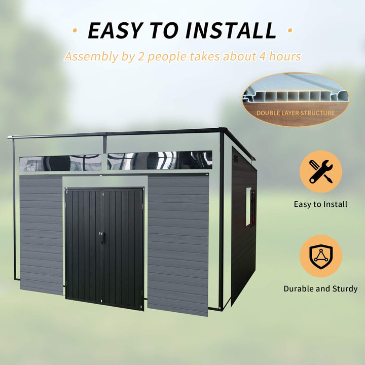 [07X10FT] Outdoor Resin Garden Shed With Floor, Window, And Lockable Door (SAK25987)