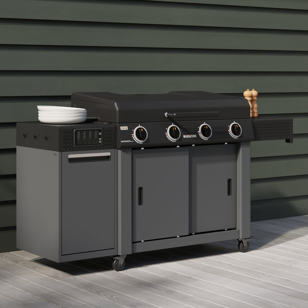 36" Culinary Deluxe Omnivore Griddle with Extended Side Table 4 -Burner Liquid Propane Flat Top Grill