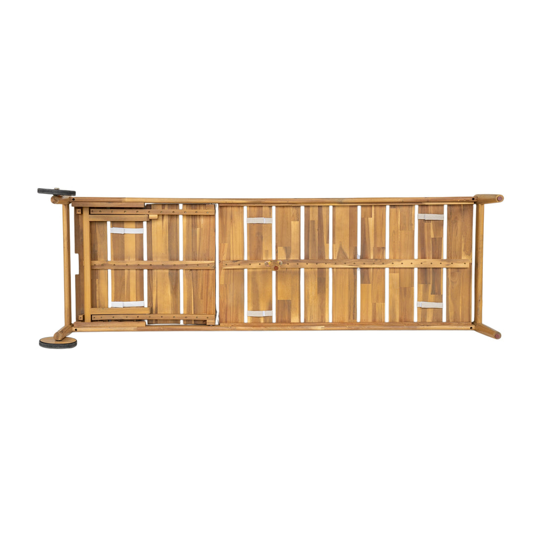 Riviera Outdoor Chaise Lounge with Wheels, Acacia Wood Frame (Set of 2)