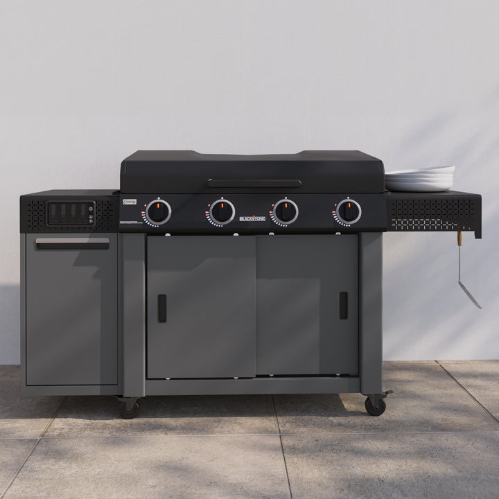 36" Culinary Deluxe Omnivore Griddle with Extended Side Table 4 -Burner Liquid Propane Flat Top Grill