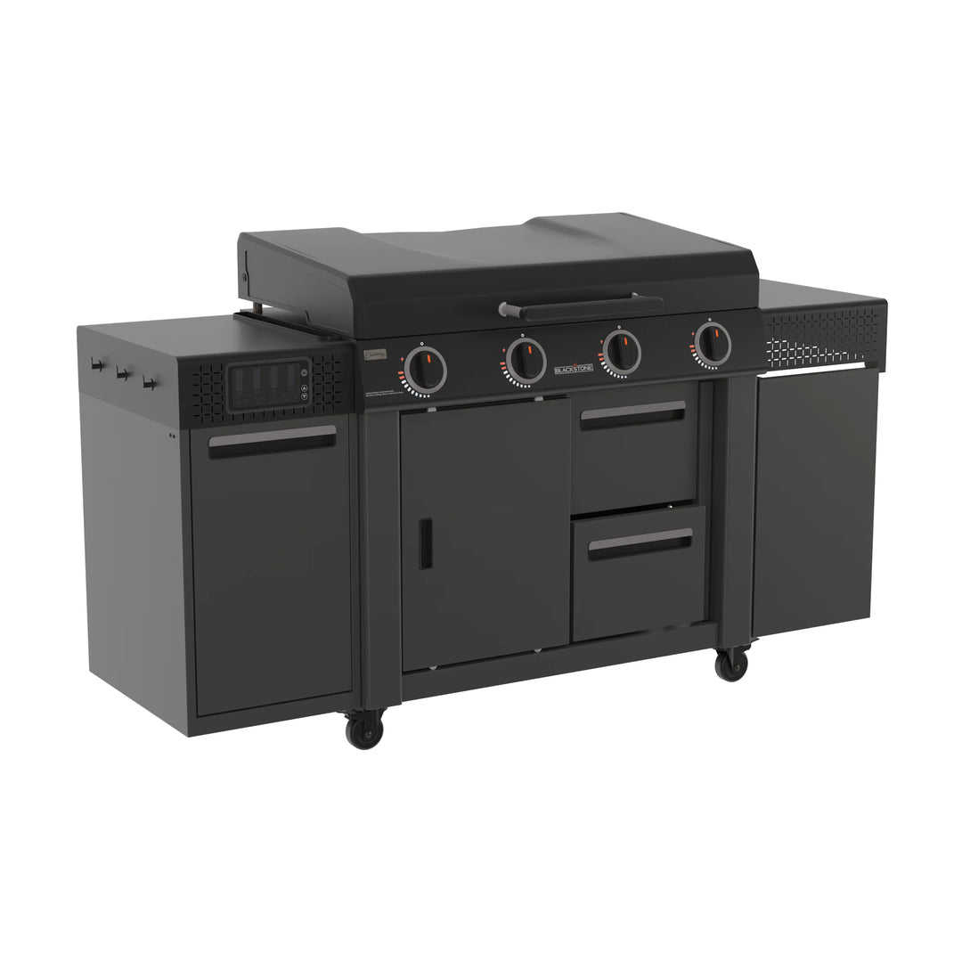 36" Culinary Deluxe Omnivore Griddle with Extended Side Table 4 -Burner Liquid Propane Flat Top Grill