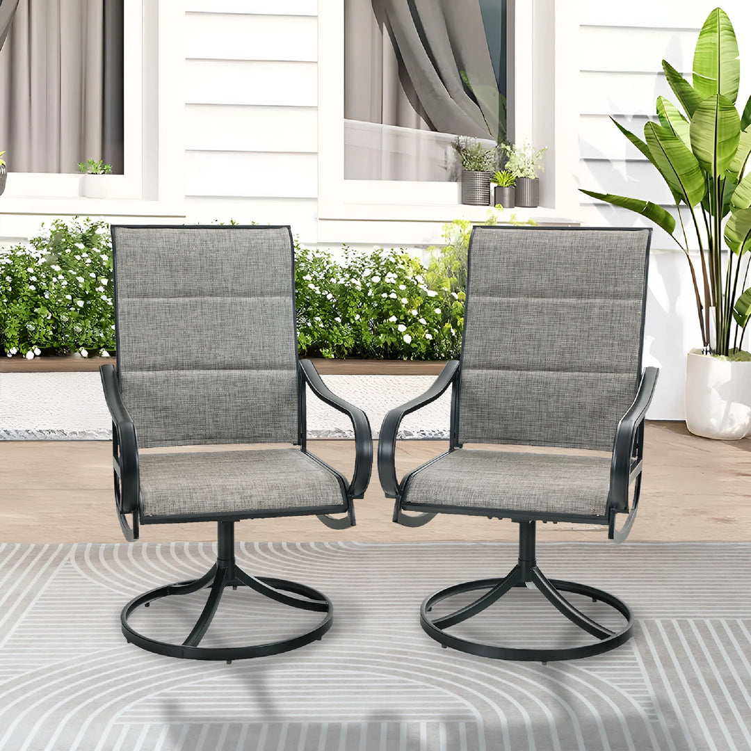 5-Piece Outdoor Patio Furniture Set with 50,000 BTU Fire Pit Table and 4 High-Back Swivel Chairs