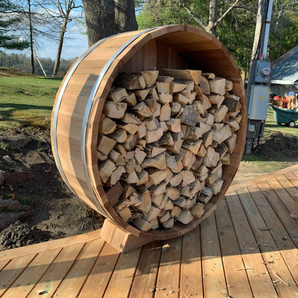 5 Foot Clear Cedar Firewood Storage Barrel