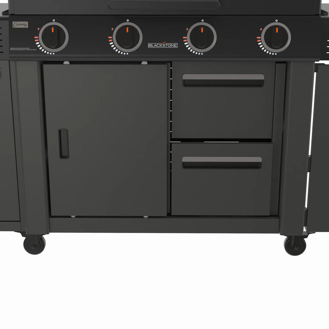 36" Culinary Deluxe Omnivore Griddle with Extended Side Table 4 -Burner Liquid Propane Flat Top Grill