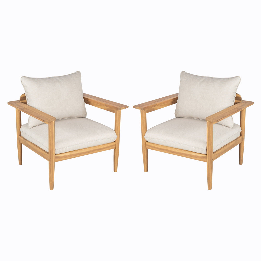 Terassi Outdoor Lounge Chair (Set of 2) with Cushions - Beige / Light Teak