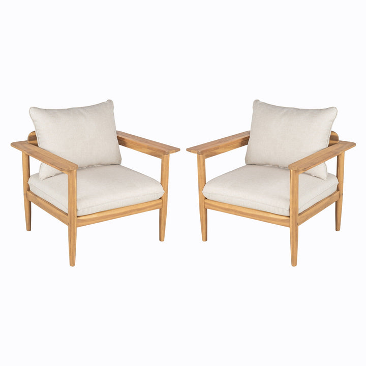 Terassi Outdoor Lounge Chair (Set of 2) with Cushions - Beige / Light Teak