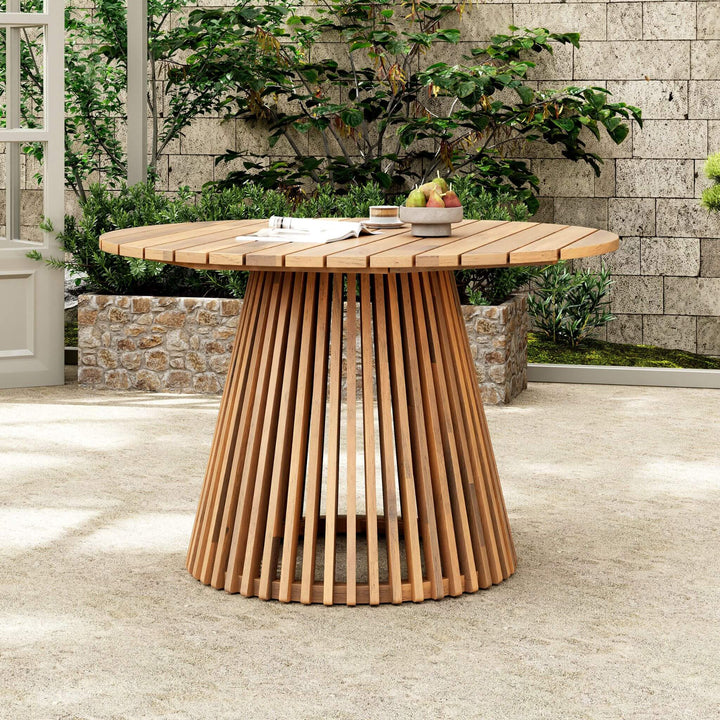 ALORA 5-PIECE ACACIA OUTDOOR DINING SET  Solid Wood Construction | Grey Finish | 4 Club Chairs + Dining Table