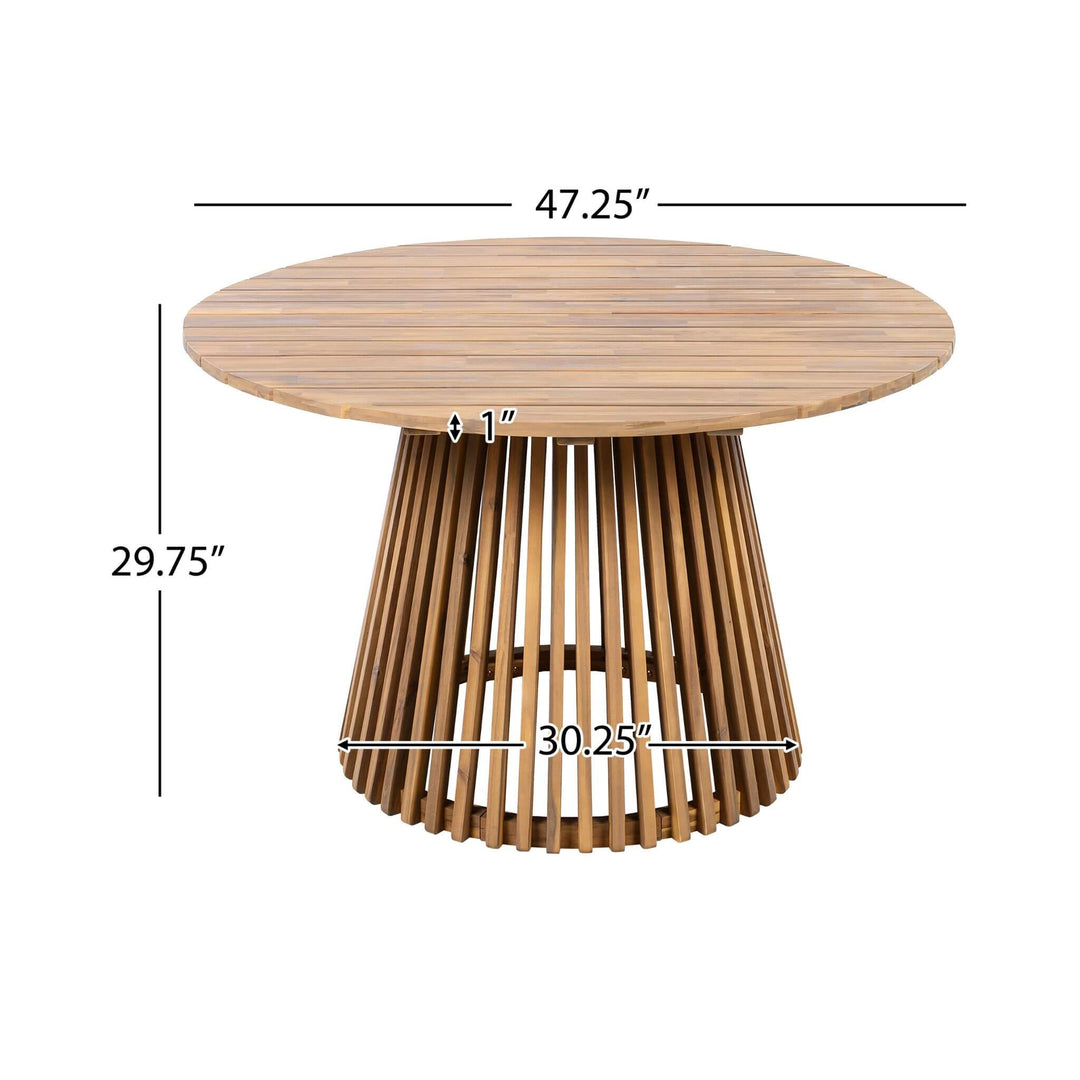 ALORA 5-PIECE ACACIA OUTDOOR DINING SET  Solid Wood Construction | Grey Finish | 4 Club Chairs + Dining Table