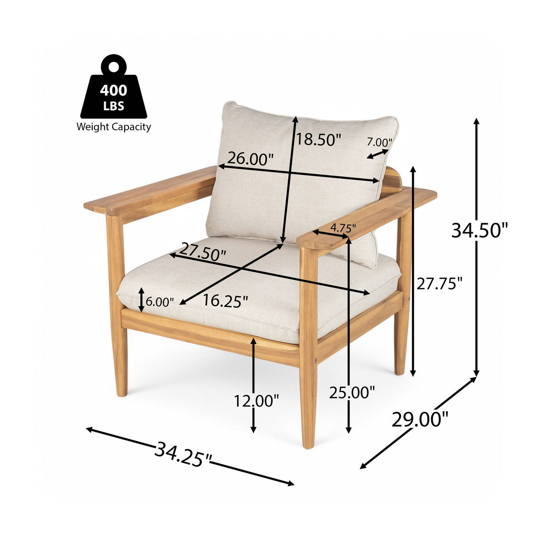 Terassi Outdoor Lounge Chair (Set of 2) with Cushions - Beige / Light Teak