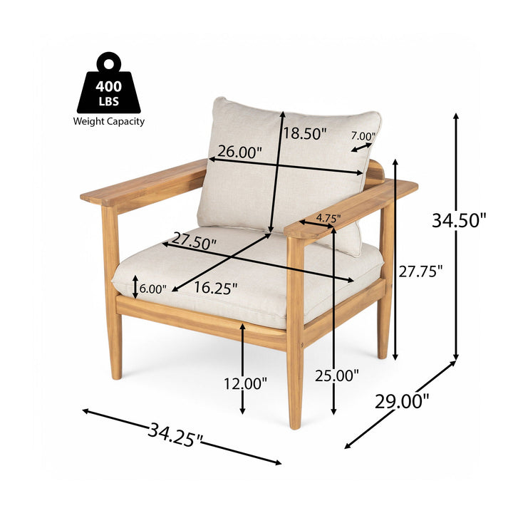 Terassi Outdoor Lounge Chair (Set of 2) with Cushions - Beige / Light Teak