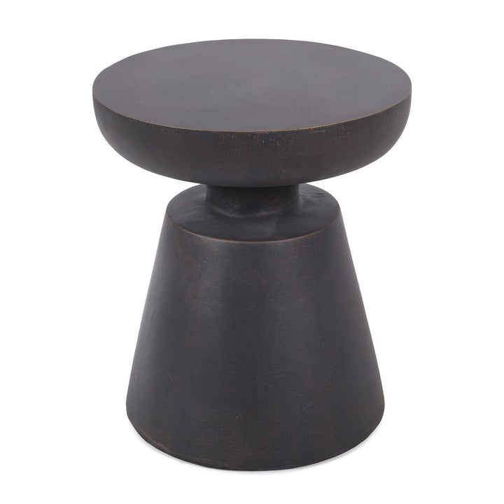 Outdoor Lightweight Concrete End Table with Half Sphere Top