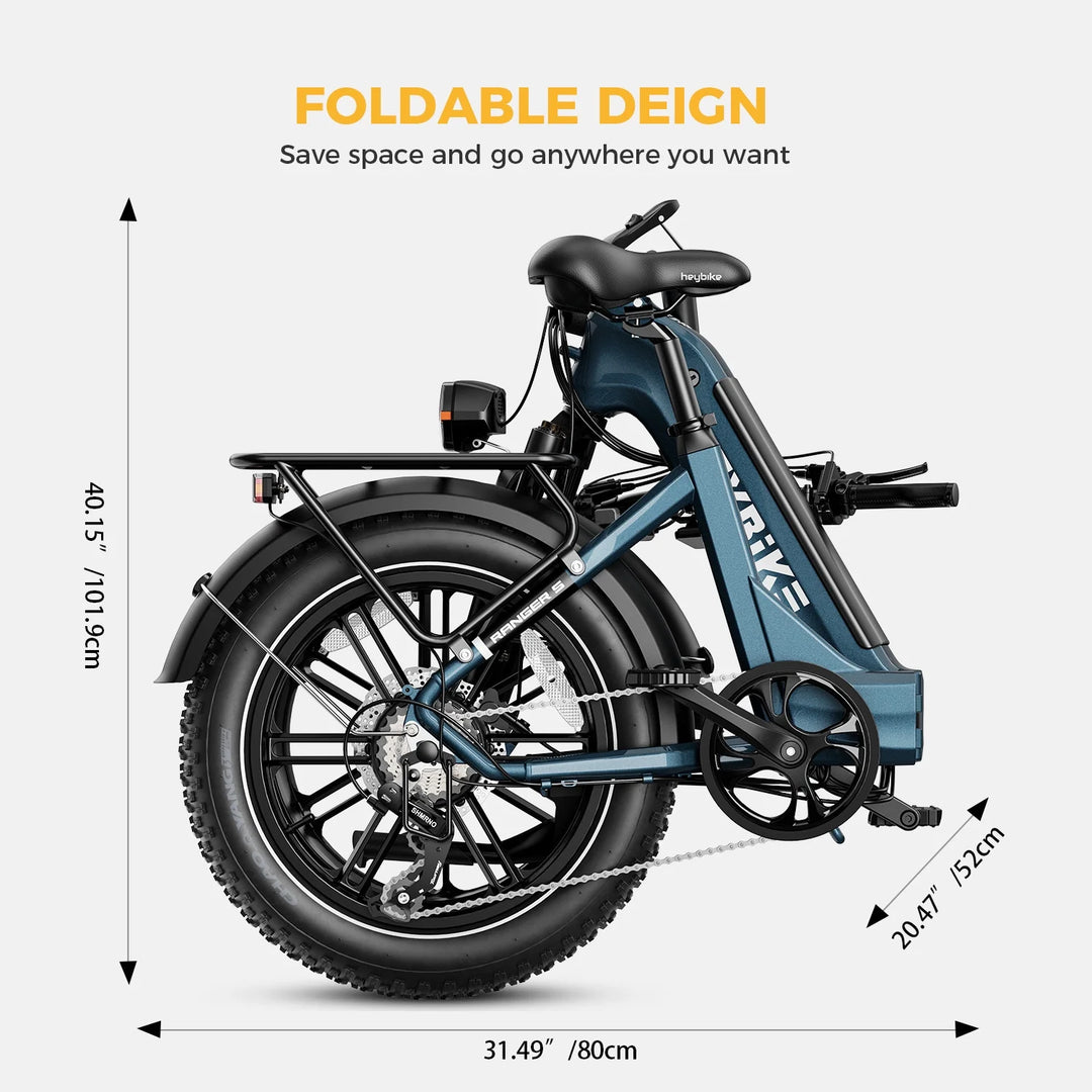 Ranger S Electric Bike for Adults, 1400W Peak Motor Foldable Ebike, 48V 14.4AH Removable Battery Commuter E-Bike with Hydraulic Brakes, 20" Fat Tire Step-Thru Electric Bicycle, UL2849