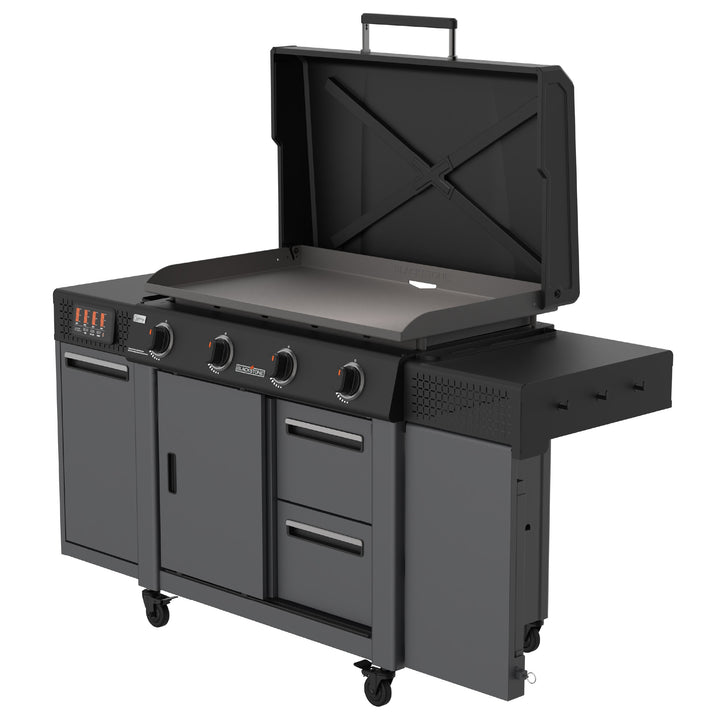 36" Culinary Deluxe Omnivore Griddle with Extended Side Table 4 -Burner Liquid Propane Flat Top Grill