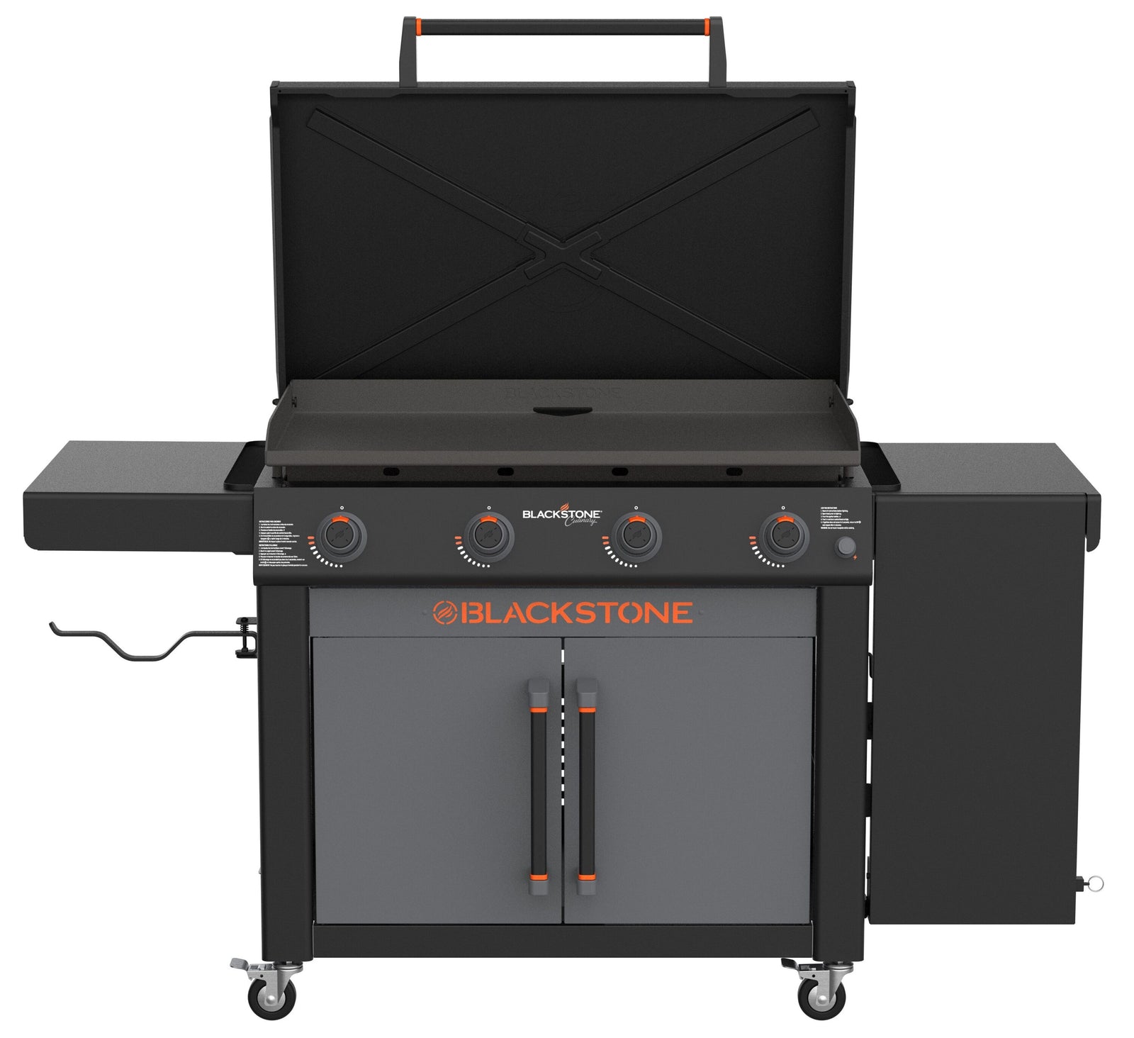 36In Culinary Cabinet Omnivore Griddle with Folding Prep Table 4 -Burner Liquid Propane Flat Top Grill