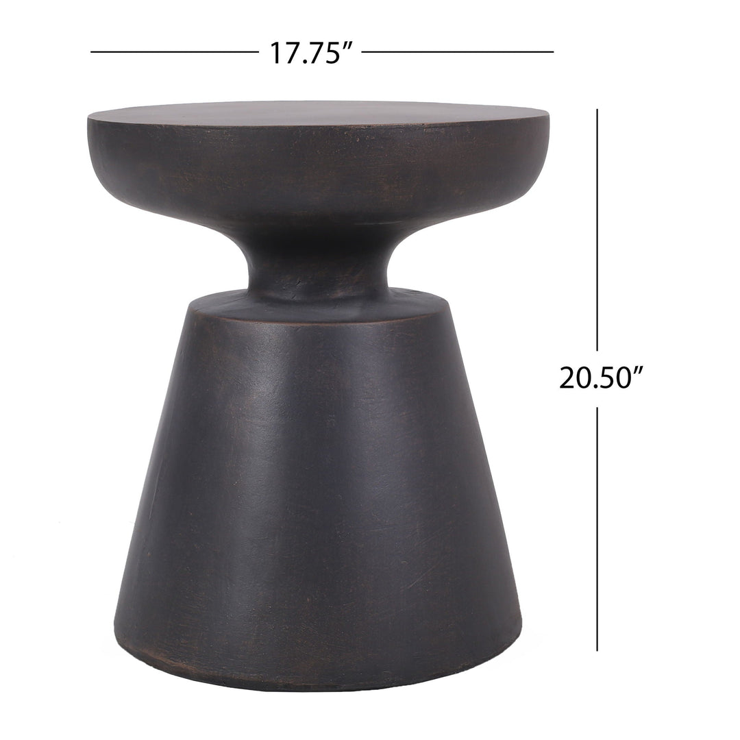 Outdoor Lightweight Concrete End Table with Half Sphere Top