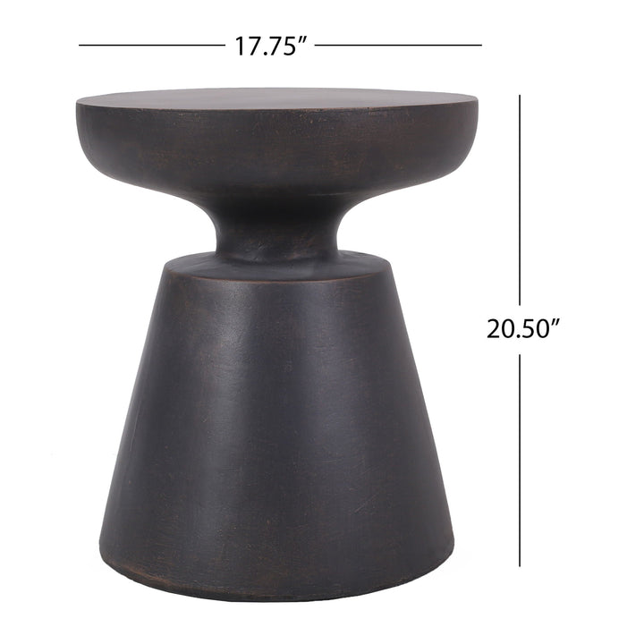 Outdoor Lightweight Concrete End Table with Half Sphere Top