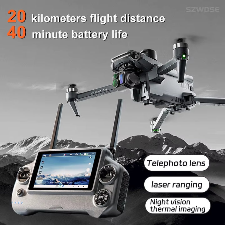 2025 New Wing 6 Drone Professional Aerial Photography HD 8K with Screen Remote Control Aircraft 20 Kilometer Obstacle Avoidance