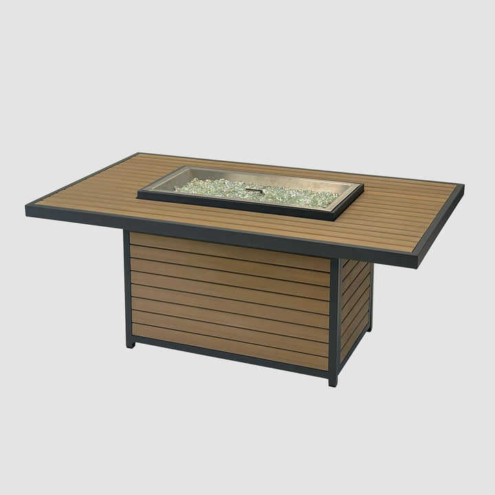 Kenwood and Brooks Rectangular Chat Height Gas Fire Pit Table