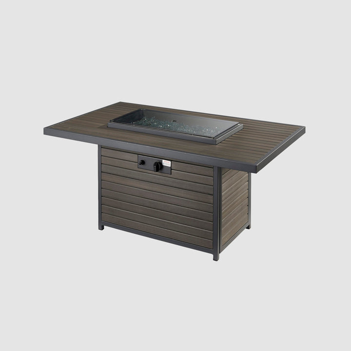 Kenwood and Brooks Rectangular Chat Height Gas Fire Pit Table