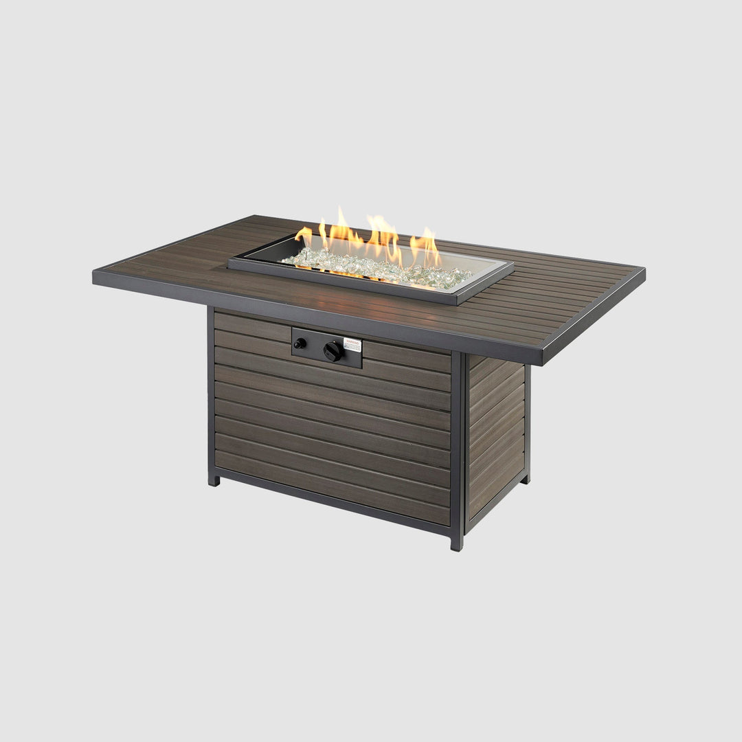 Kenwood and Brooks Rectangular Chat Height Gas Fire Pit Table