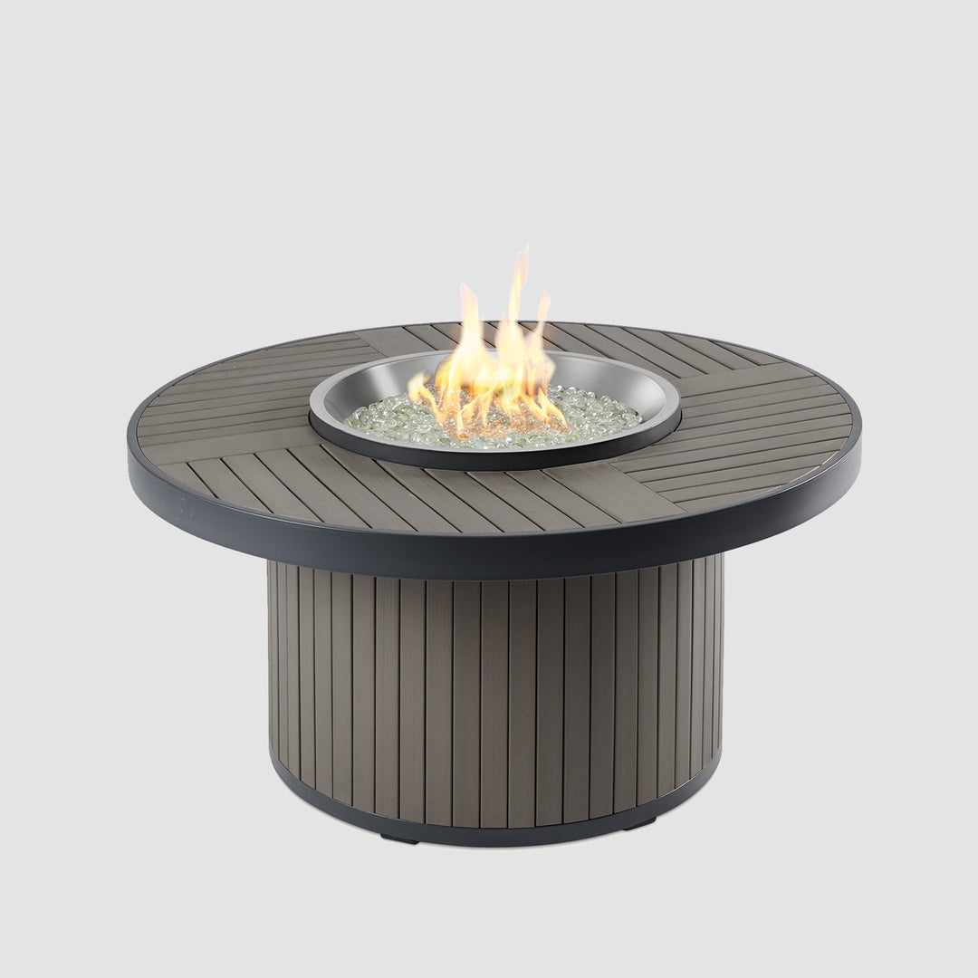 Kenwood and Brooks Round Chat Height Gas Fire Pit Table