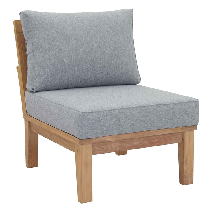 Patio Teak Furniture Set - Patio Elegance Marina 10-Piece Outdoor Teak Patio Set with Grey Cushions