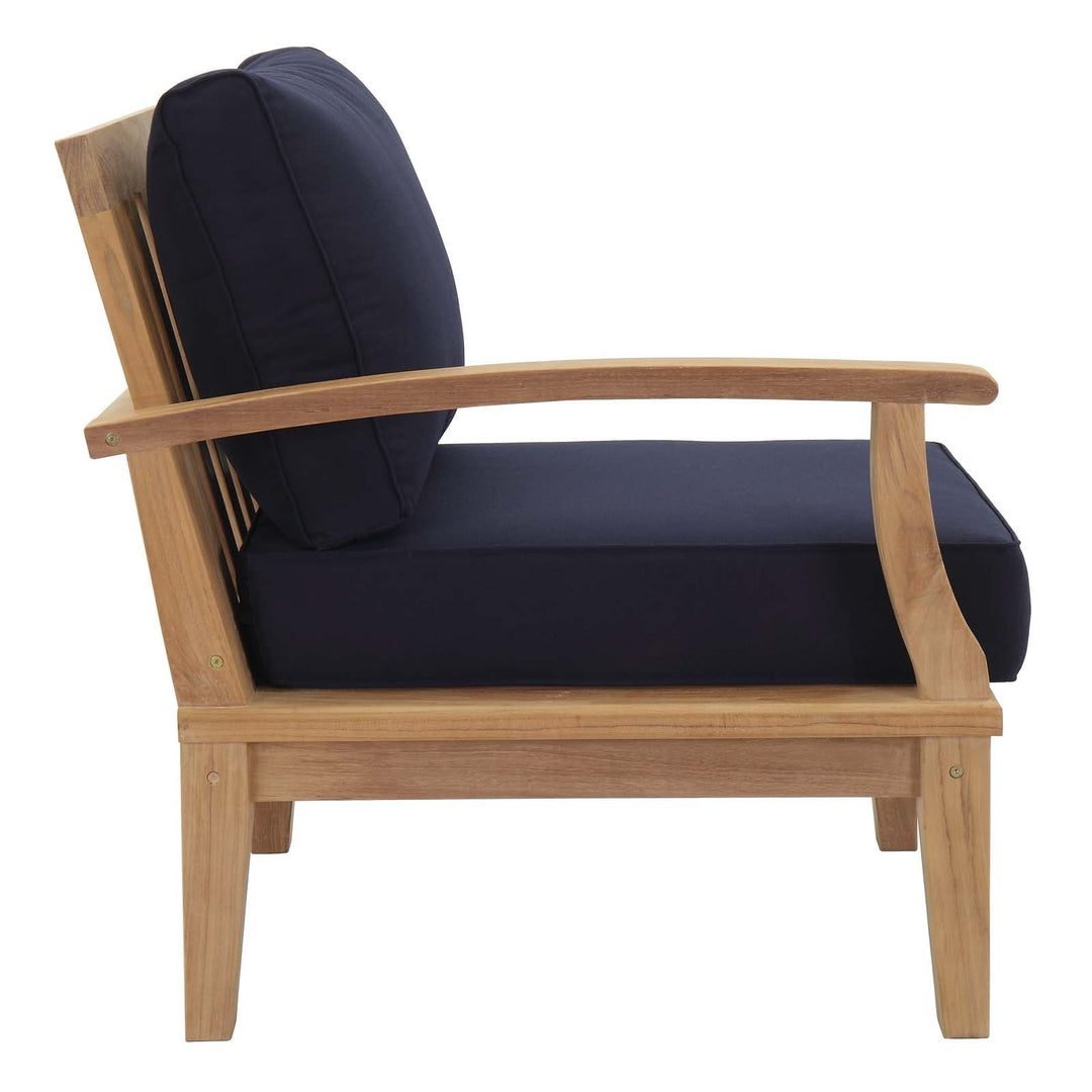 Patio Teak Set - Patio Elegance Marina 10-Piece Outdoor Set with Navy Cushions
