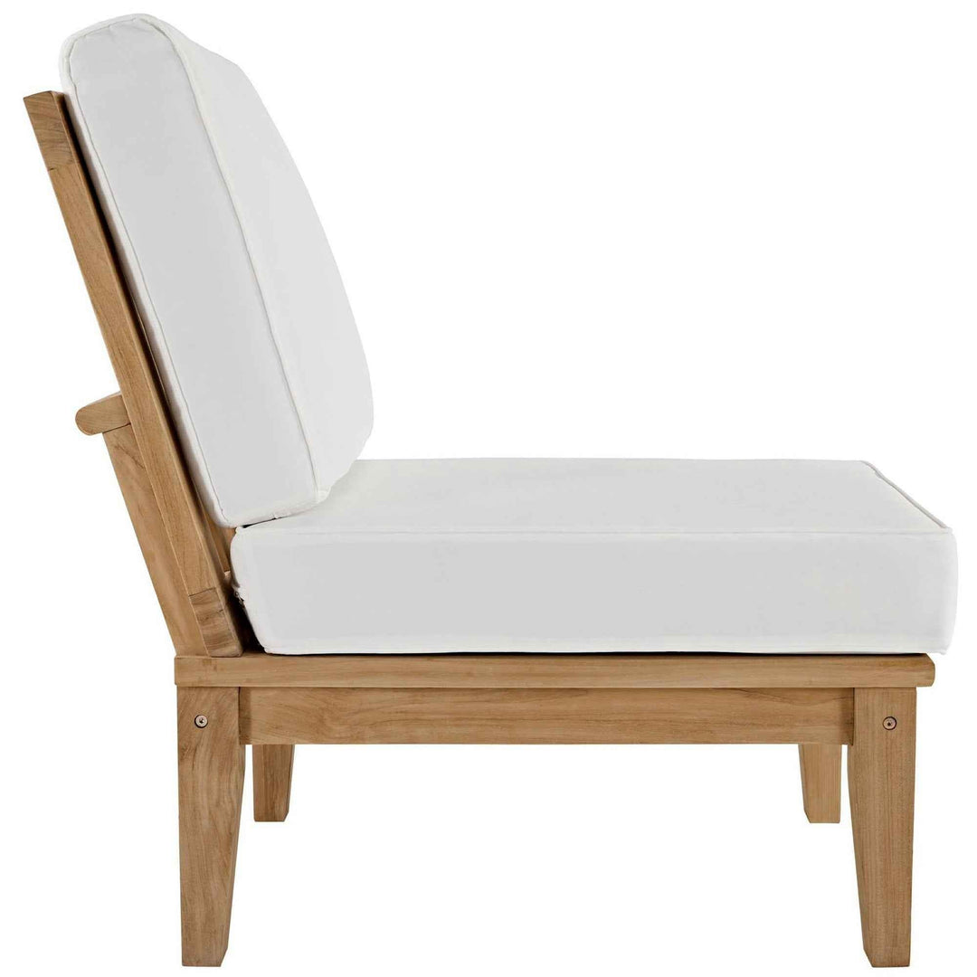 Modway Marina Outdoor Teak Patio Set with White Cushions – 10-Piece Collection