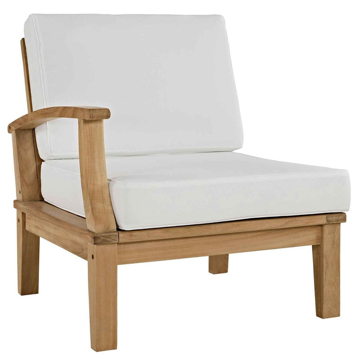 Modway Marina Outdoor Teak Patio Set with White Cushions – 10-Piece Collection