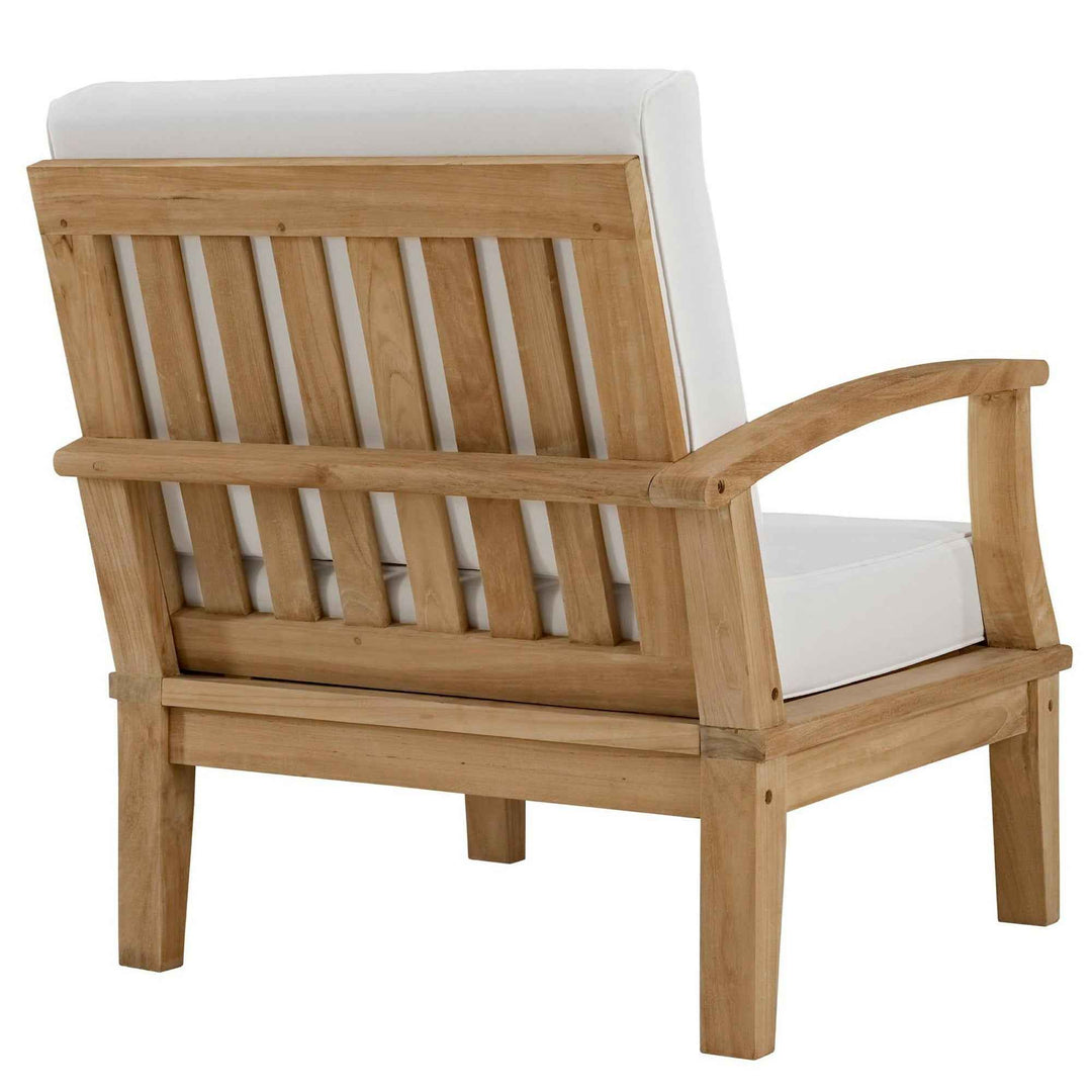 Modway Marina Outdoor Teak Patio Set with White Cushions – 10-Piece Collection