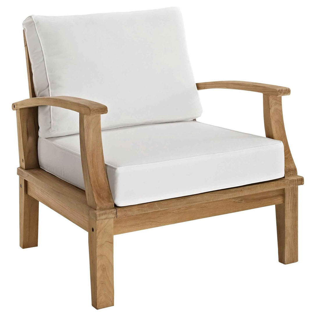 Modway Marina Outdoor Teak Patio Set with White Cushions – 10-Piece Collection