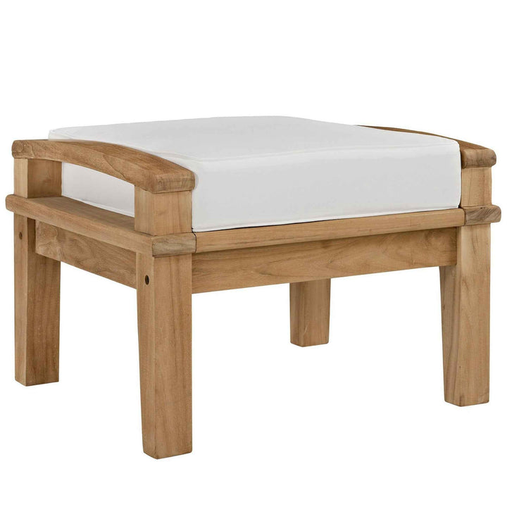Modway Marina Outdoor Teak Patio Set with White Cushions – 10-Piece Collection