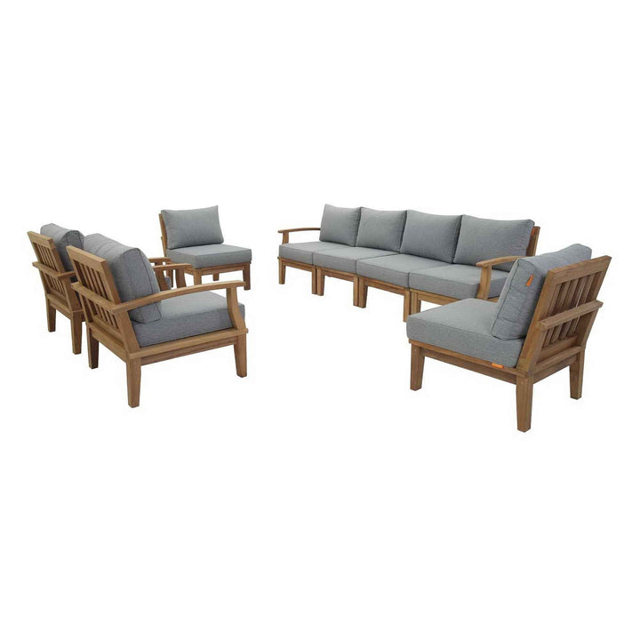 Modway 8-PIECE TEAK OUTDOOR SECTIONAL SET  Solid Teak Frame | Modular Configuration