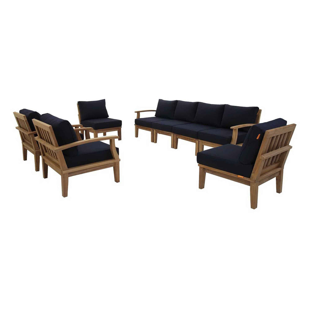 Modway 8-PIECE TEAK OUTDOOR SECTIONAL SET  Solid Teak Frame | Modular Configuration