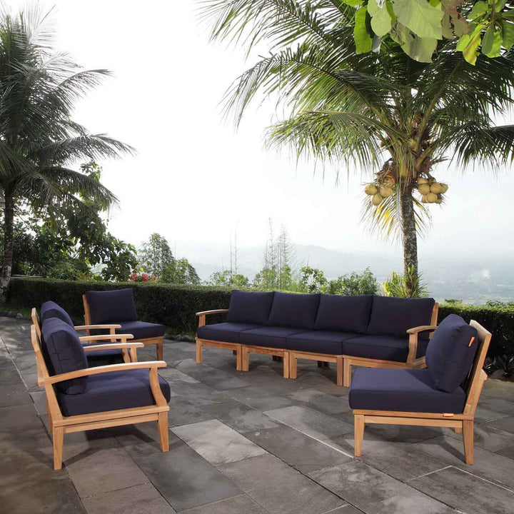 Modway 8-PIECE TEAK OUTDOOR SECTIONAL SET  Solid Teak Frame | Modular Configuration