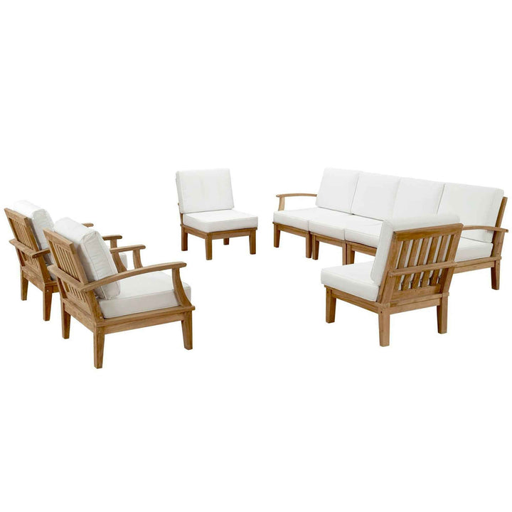 Modway 8-PIECE TEAK OUTDOOR SECTIONAL SET  Solid Teak Frame | Modular Configuration