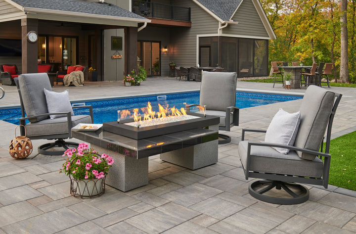 Uptown Black Linear Gas Fire Pit Table