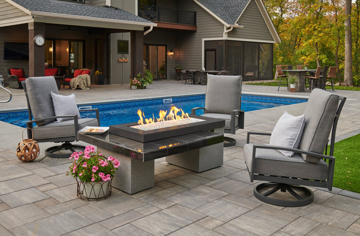 Uptown Black Linear Gas Fire Pit Table