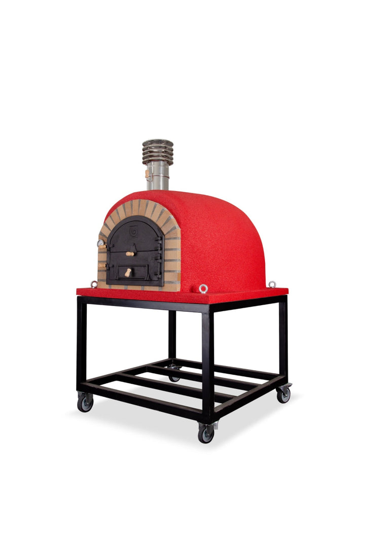 Traditional Wood Fired Brick Pizza Oven - Royal w/Portable Steel Base