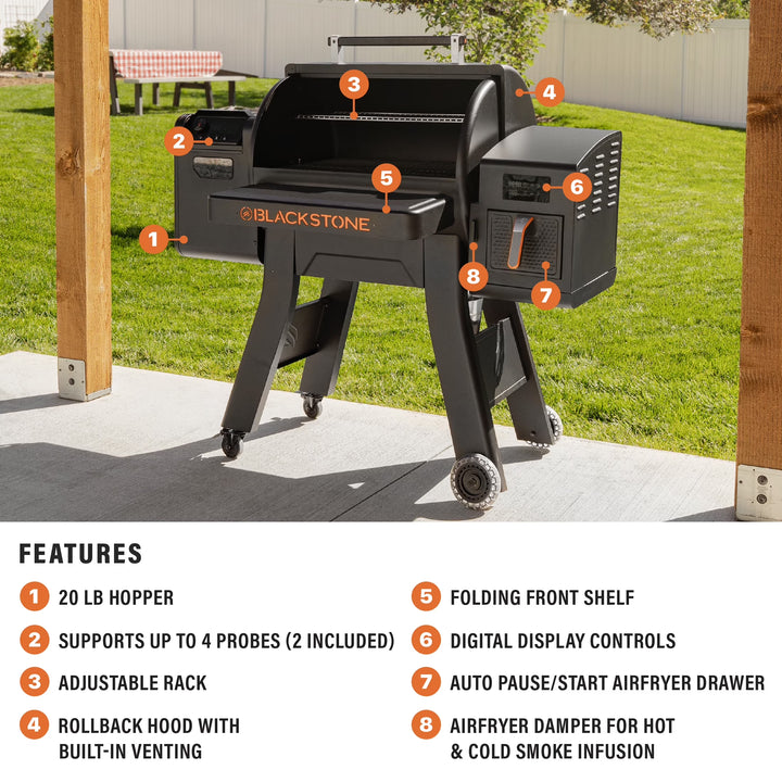 Pellet Grill/Air Fryer Combo with 20 Lb. Pellet Hopper