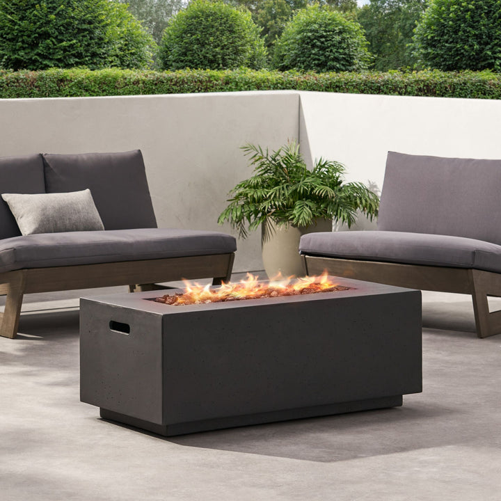 Alora Premium Outdoor Contemporary 40K BTU Rectangular Propane Gas Fire Pit Table