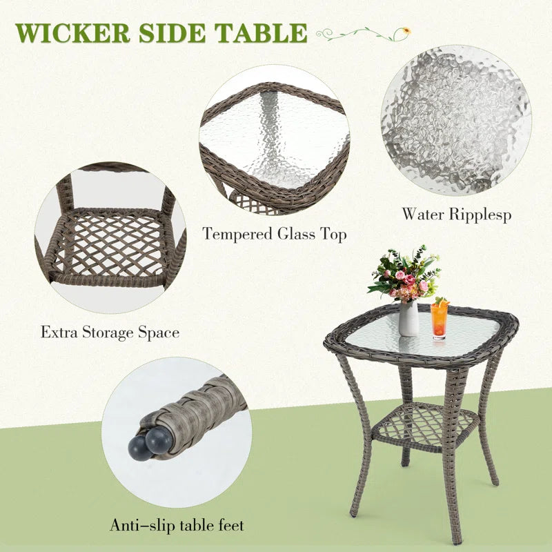 5-Piece Outdoor Patio Furniture Set with Swivel Rocking Chairs, Ottomans and Glass Coffee Table