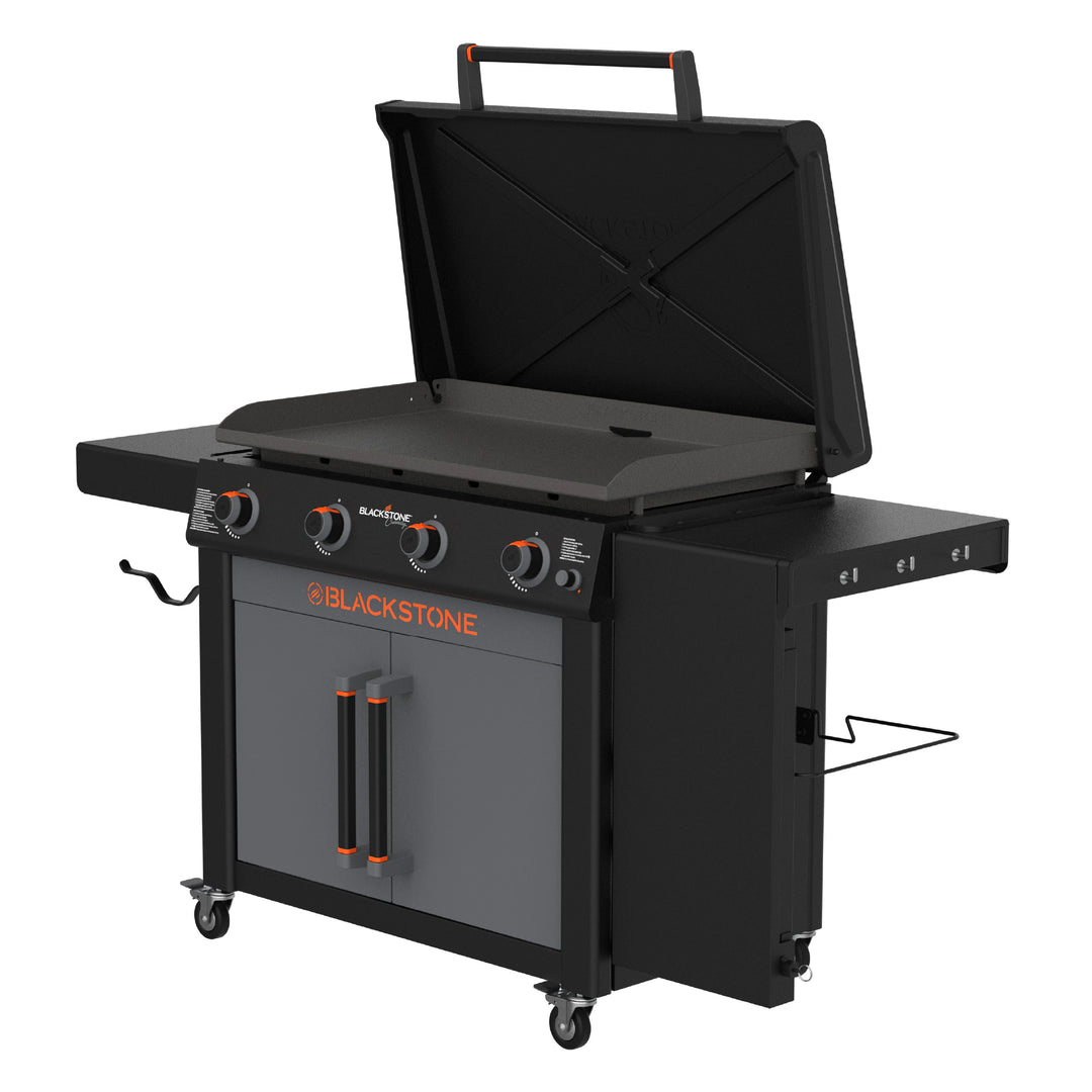 36In Culinary Cabinet Omnivore Griddle with Folding Prep Table 4 -Burner Liquid Propane Flat Top Grill