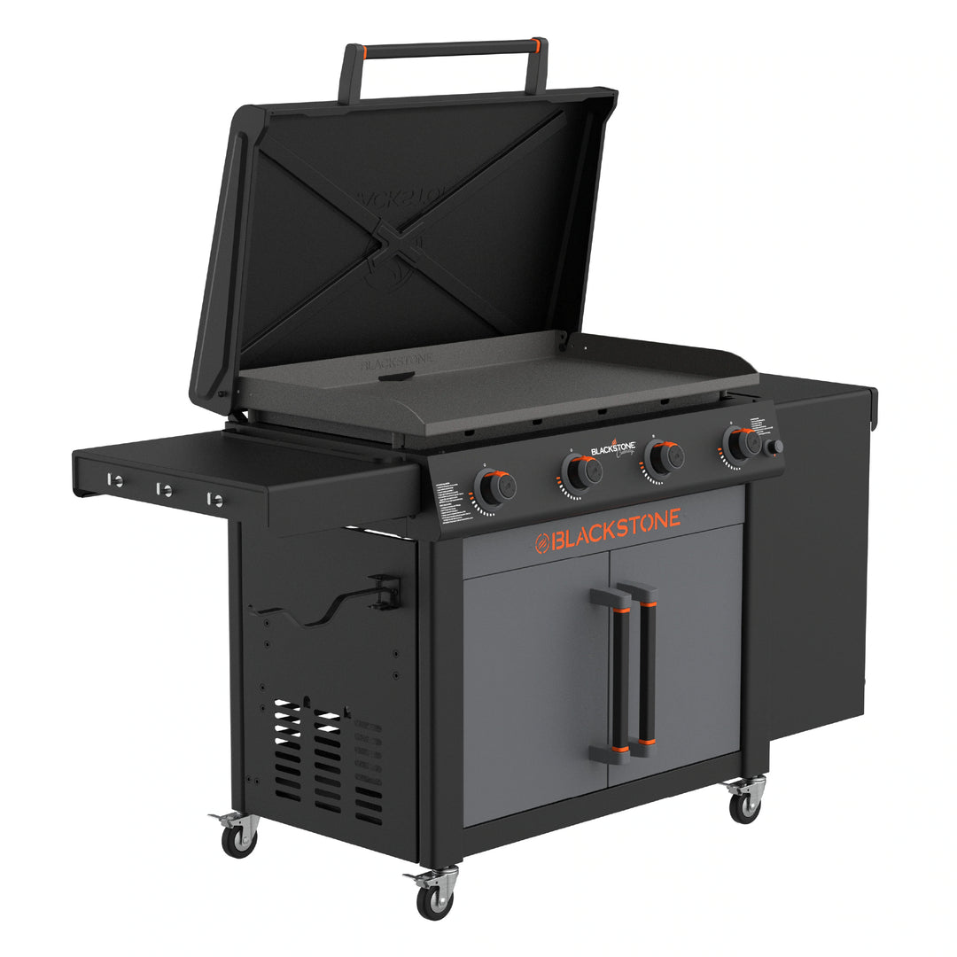 36In Culinary Cabinet Omnivore Griddle with Folding Prep Table 4 -Burner Liquid Propane Flat Top Grill