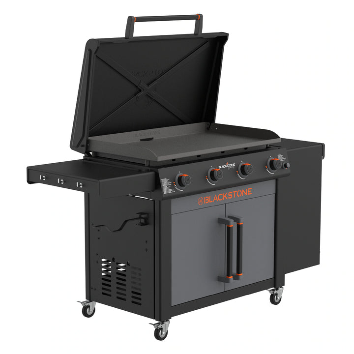 36In Culinary Cabinet Omnivore Griddle with Folding Prep Table 4 -Burner Liquid Propane Flat Top Grill